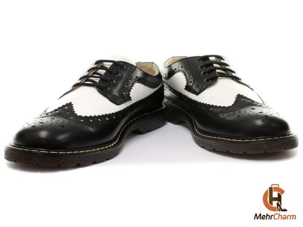 Black and white real leather shoes + best buy price