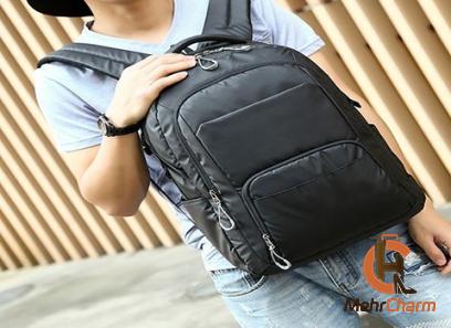black leather school bag with complete explanations and familiarization